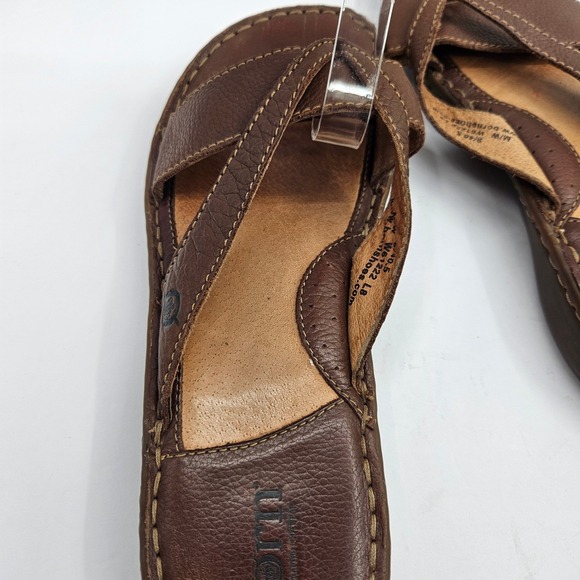 Born Brown Leather Cross Strap Thong Sandals Women's Size 9 40.5 - Picture 7 of 11